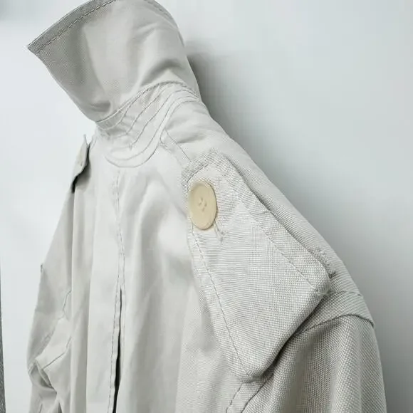 Burberry Trench Chelsea Kensington Short Belt Jacket Coat Grey Rain White 14R LW - Picture 15 of 16